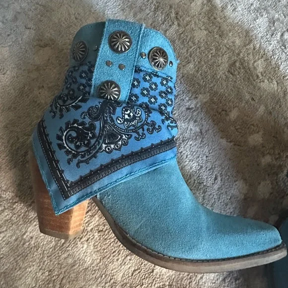 Blue Embellished Dingo bandita Western Boots 7 - Picture 3 of 11
